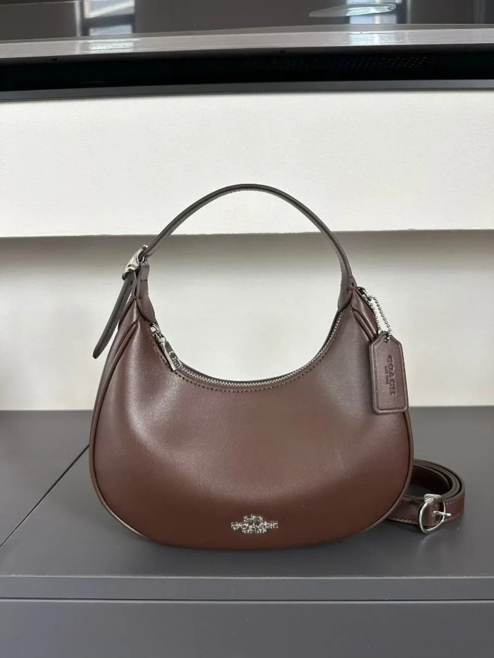 Coach Teri Hobo Brown Crescent-Shaped Armband Bag